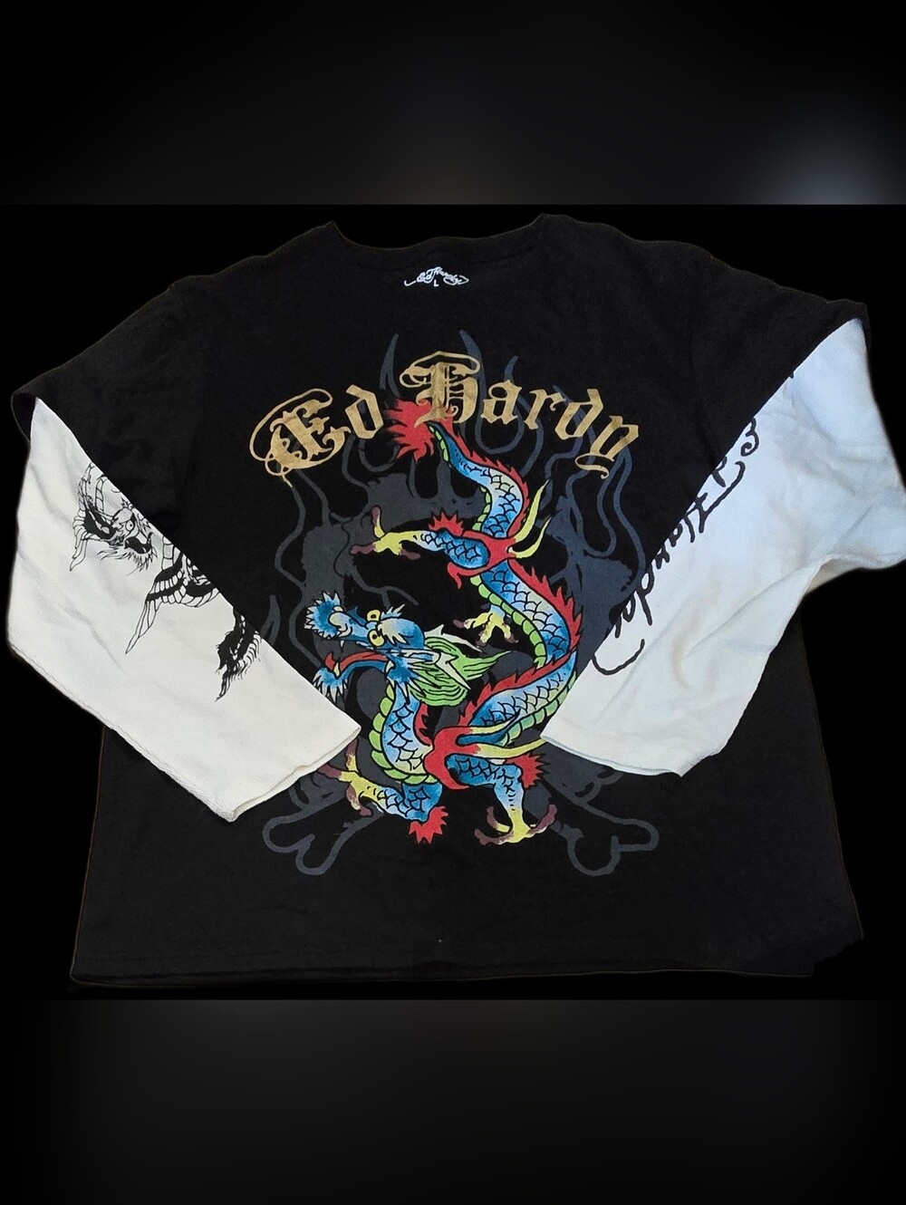 Ed Hardy Black Long Sleeve Dragon Graphic Long Sleeve